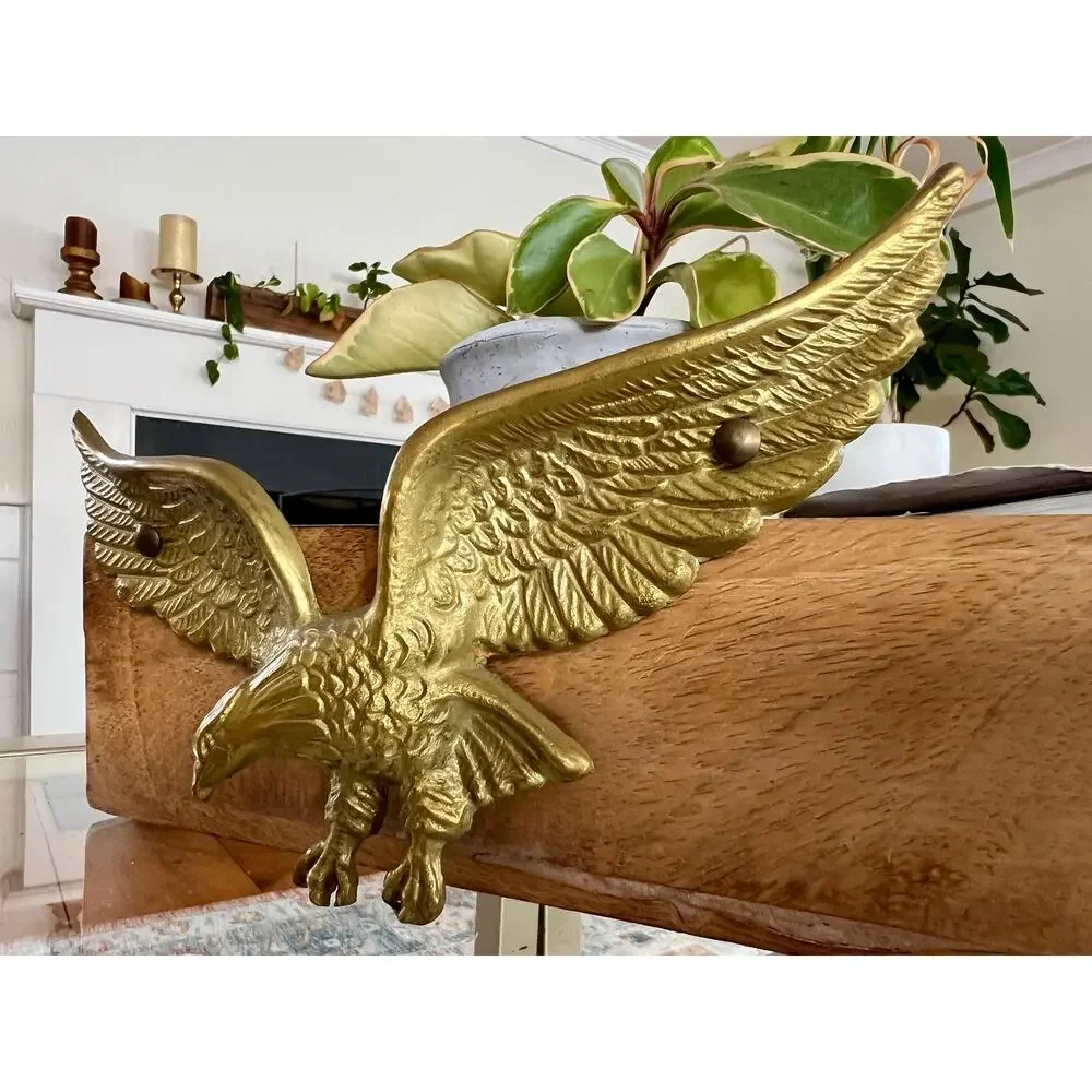 Vintage Brass Bald Eagle Wall Art, AmericanaUSA Artwork, Figurine, Flying Eagle